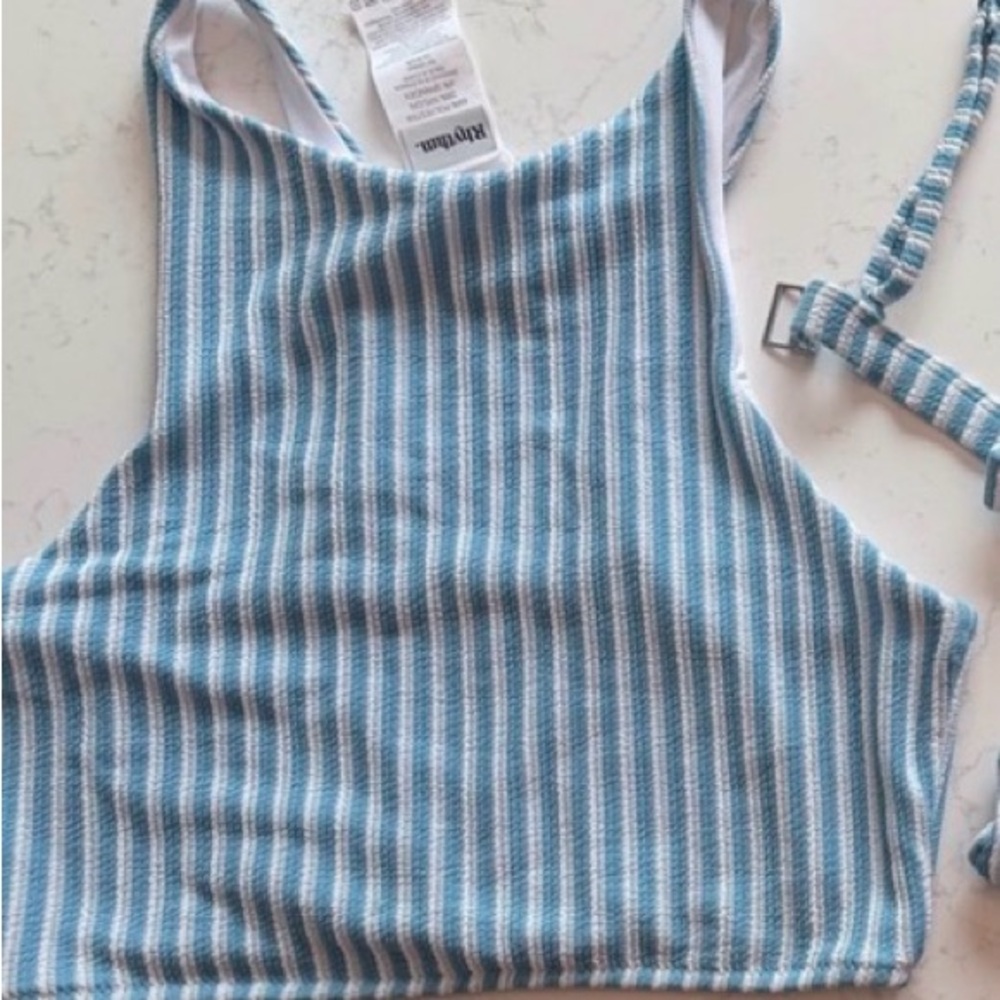 Rhythm. Blue and White Striped Top.
